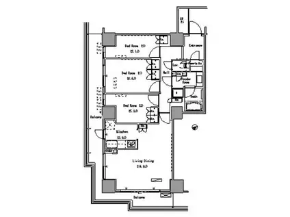 PARK AXIS 豊洲(3LDK/14階)の間取り写真