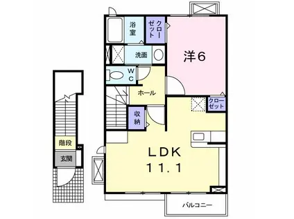 クラールT・O(1LDK/2階)の間取り写真
