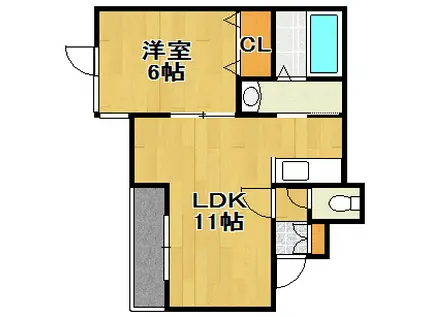 サニーサイド(1LDK/1階)の間取り写真