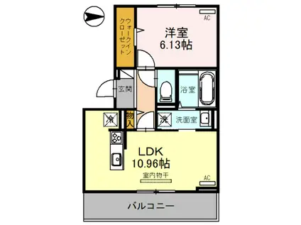 TOMORROW(1LDK/2階)の間取り写真