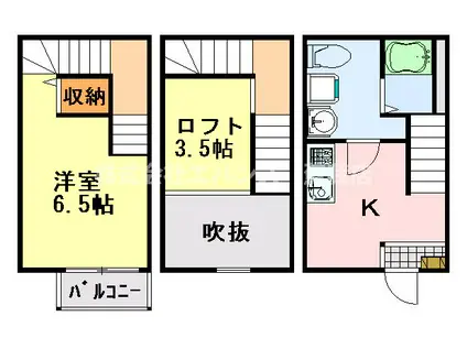 CALMATO(1K/1階)の間取り写真