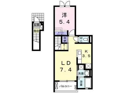 ノホ・エルア昆陽(1LDK/2階)の間取り写真