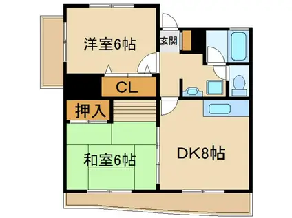 コーポのざき(2DK/3階)の間取り写真