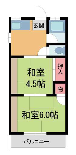 大芝コーポII(2K/1階)の間取り写真