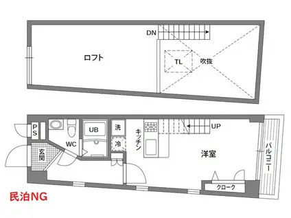 広いロフトのお部屋 フレアドーム代々木 BD(1LDK/3階)の間取り写真