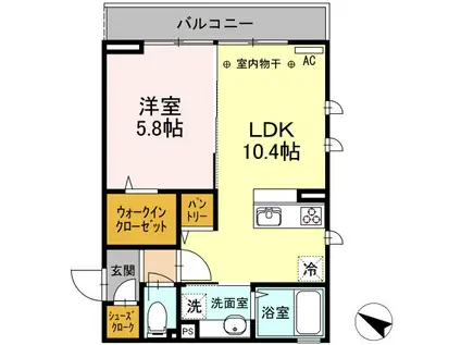 D-ROOM SUELO(1LDK/2階)の間取り写真