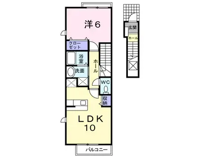アバンダント(1LDK/2階)の間取り写真
