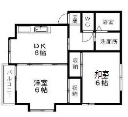 アビタシオン(2DK/1階)の間取り写真