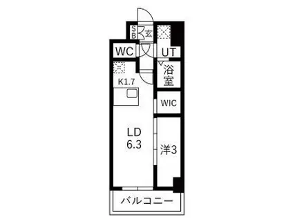 メイクスアート浄心(1LDK/9階)の間取り写真