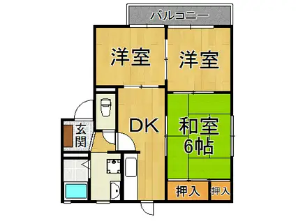 榎ハイツ(3DK/2階)の間取り写真
