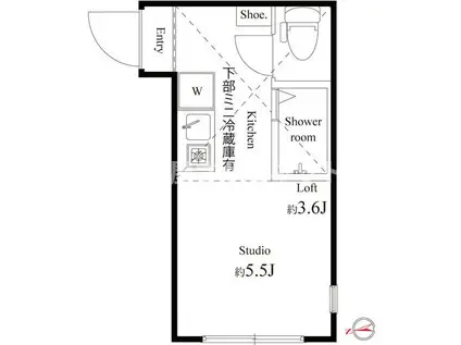 ハーモニーテラス栄町II学生・社会人にオススメ初期(ワンルーム/2階)の間取り写真