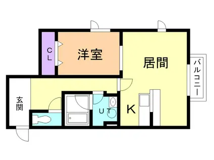 クリスタルハイツⅡ(1LDK/3階)の間取り写真