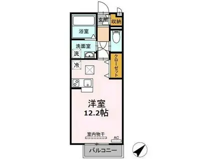 エーデルハイム浜乃木(ワンルーム/1階)の間取り写真