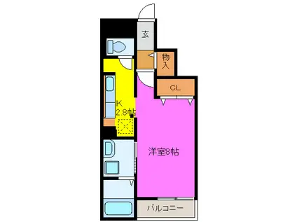 ヒルズ桜坂(1K/3階)の間取り写真