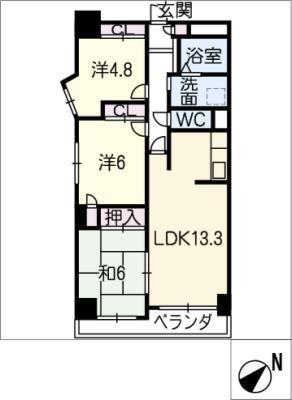 日本泉ビル(3LDK/8階)の間取り写真