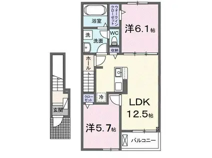 グランノーブル(2LDK/2階)の間取り写真