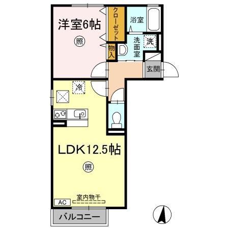 ディーバ B(1LDK/2階)の間取り写真