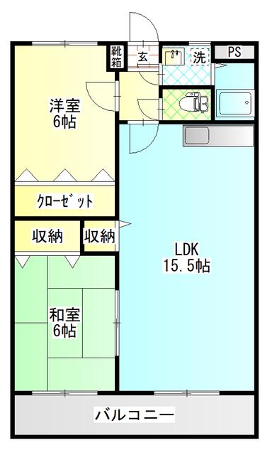 サンモール壱番館(2LDK/3階)の間取り写真