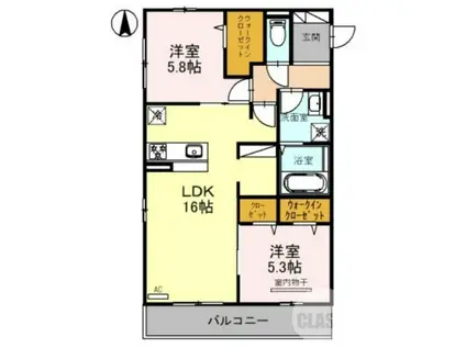 ラフォーレ堺(2LDK/2階)の間取り写真