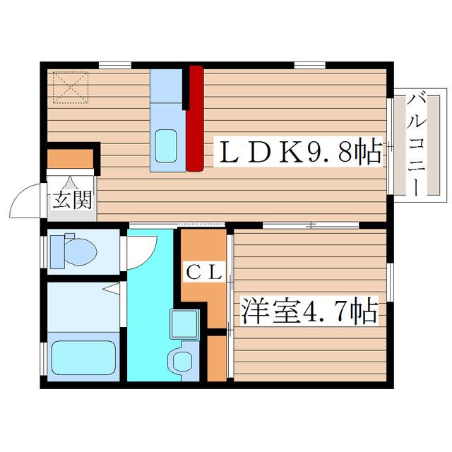 TK22(1LDK/2階)の間取り写真