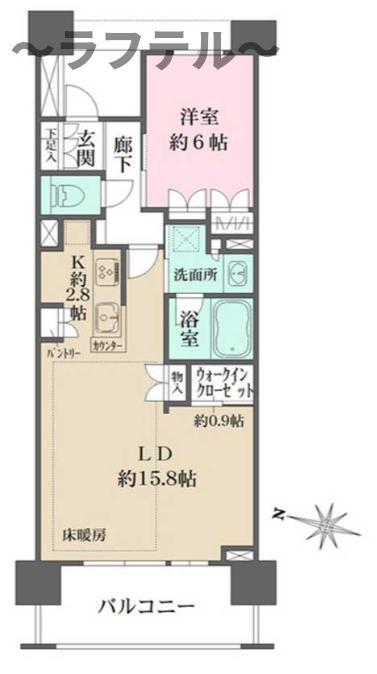ザ・パークハウス所沢日吉町(1LDK/5階)の間取り写真