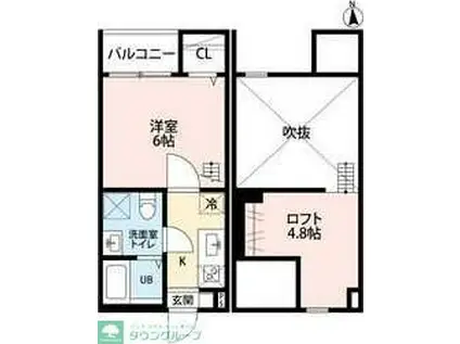 プリマヴェーラ並木(1K/1階)の間取り写真