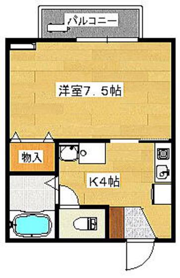 セジュール相田C棟(1DK/2階)の間取り写真