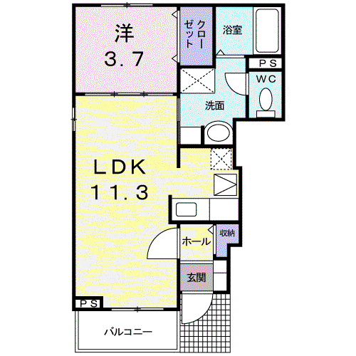 サンリット II(1LDK/1階)の間取り写真