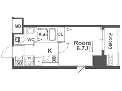TLRレジデンス本町ウエスト(1K/7階)の間取り写真
