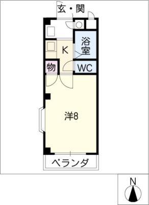 グリーンヒルズ山田12(1K/2階)の間取り写真