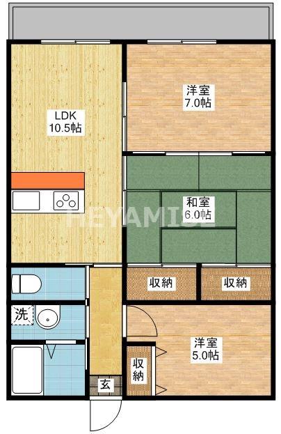 エスポワール坊ノ前A(3LDK/1階)の間取り写真