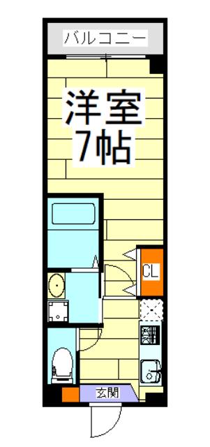 AILE石橋II(1K/2階)の間取り写真