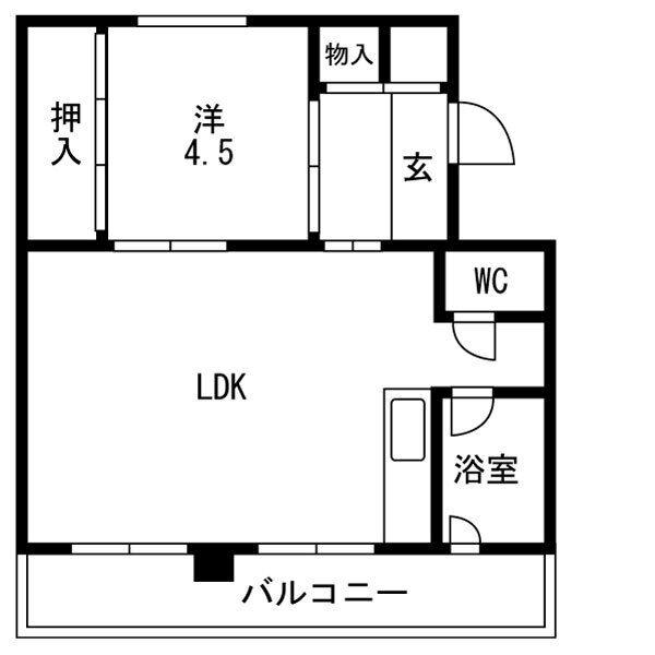 パークヒルズ真々地Ⅰ(1LDK/4階)の間取り写真