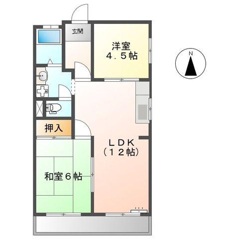 シャトー一宮(2LDK/1階)の間取り写真