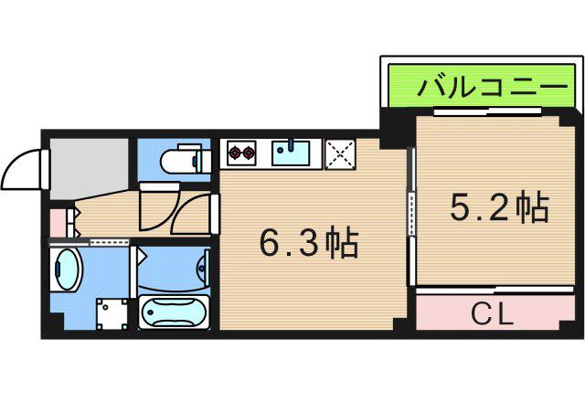 GARDENIA天王寺南(1DK/3階)の間取り写真