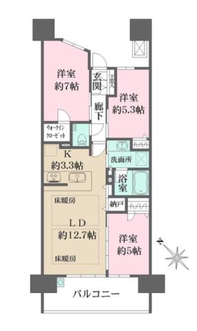 ザ・広島フロント(3LDK/18階)の間取り写真