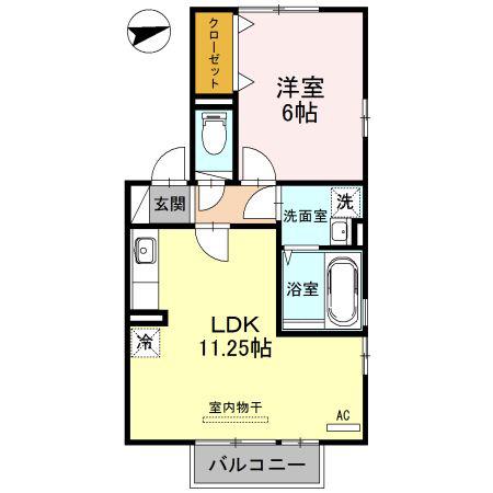 リビングタウン舟橋弐番館(1LDK/2階)の間取り写真