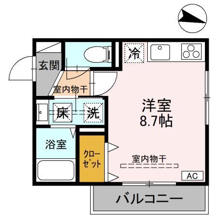 トリニティマーチ(ワンルーム/1階)の間取り写真