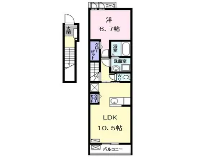 リバープレイス(1LDK/2階)の間取り写真