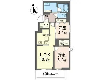 シャーメゾン アレグリア(2LDK/1階)の間取り写真