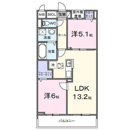 千僧5丁目マンション(2LDK/1階)の間取り写真