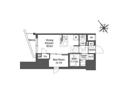 コンフォリア東大井(1DK/13階)の間取り写真