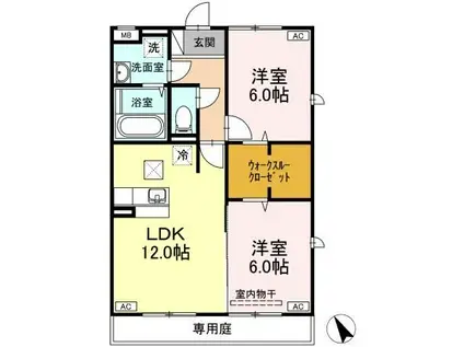 パルクセゾン I棟(2LDK/1階)の間取り写真