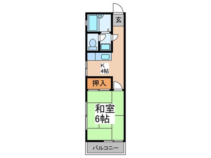 岩井ハイツ2(1K/2階)の間取り写真