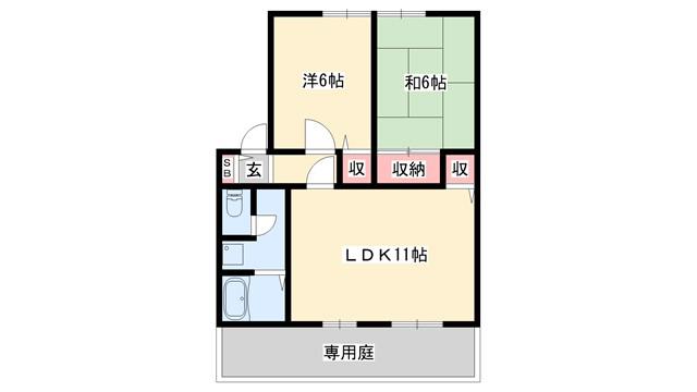 ボナール小宅(2LDK/2階)の間取り写真