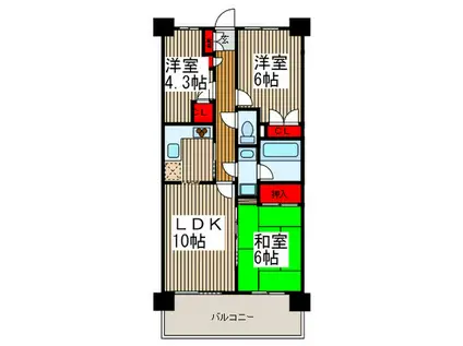 グランデュオ北街区(3LDK/2階)の間取り写真