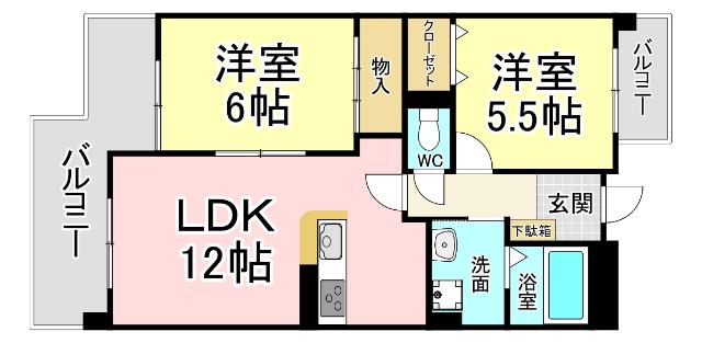 サンシティ・アヴァンテ(2LDK/3階)の間取り写真