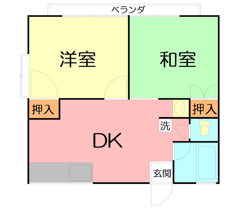 コーポ勇 C(2DK/1階)の間取り写真