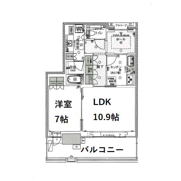 グラングリーン大阪 THE ノース RESIDENCE(1LDK/12階)の間取り写真