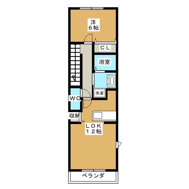 アルモニー B(1LDK/2階)の間取り写真